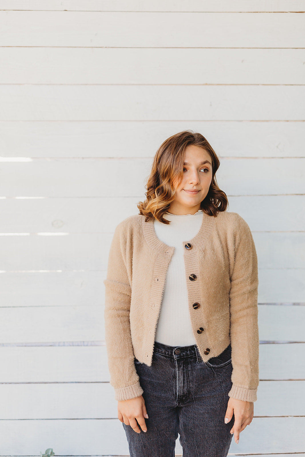 Taupe Crop Cardigan