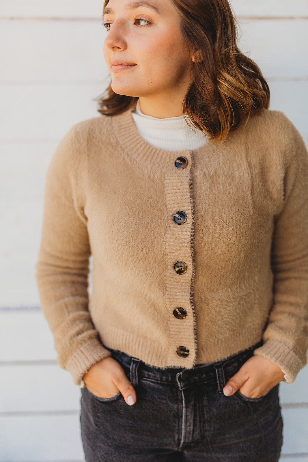 Taupe Crop Cardigan
