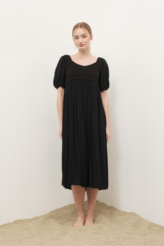 Chloé Midi Dress in Black – Silk and Petal co