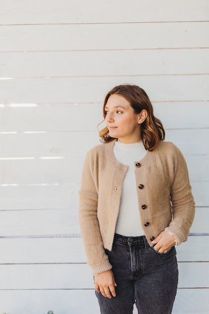 Taupe Crop Cardigan