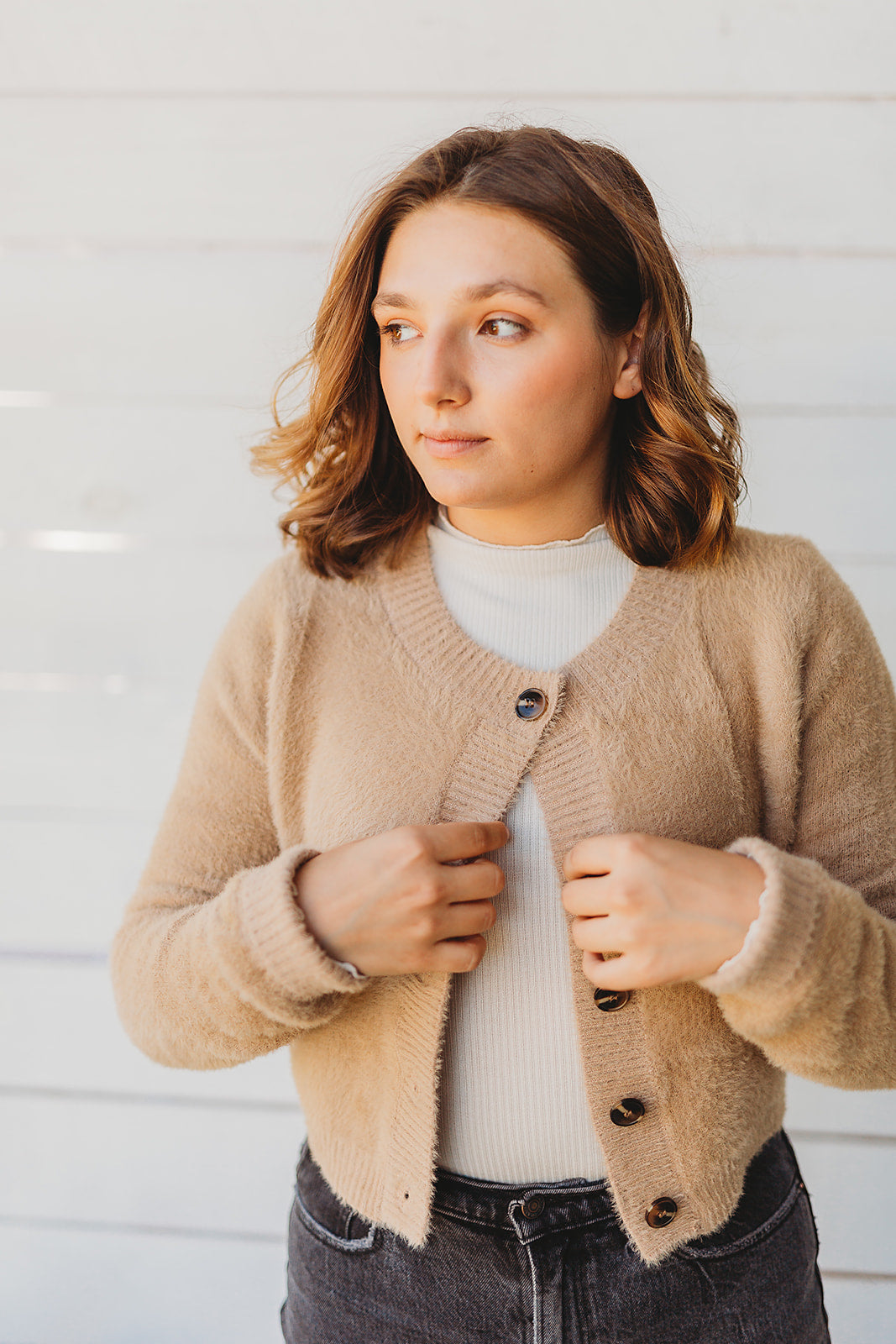 Taupe Crop Cardigan