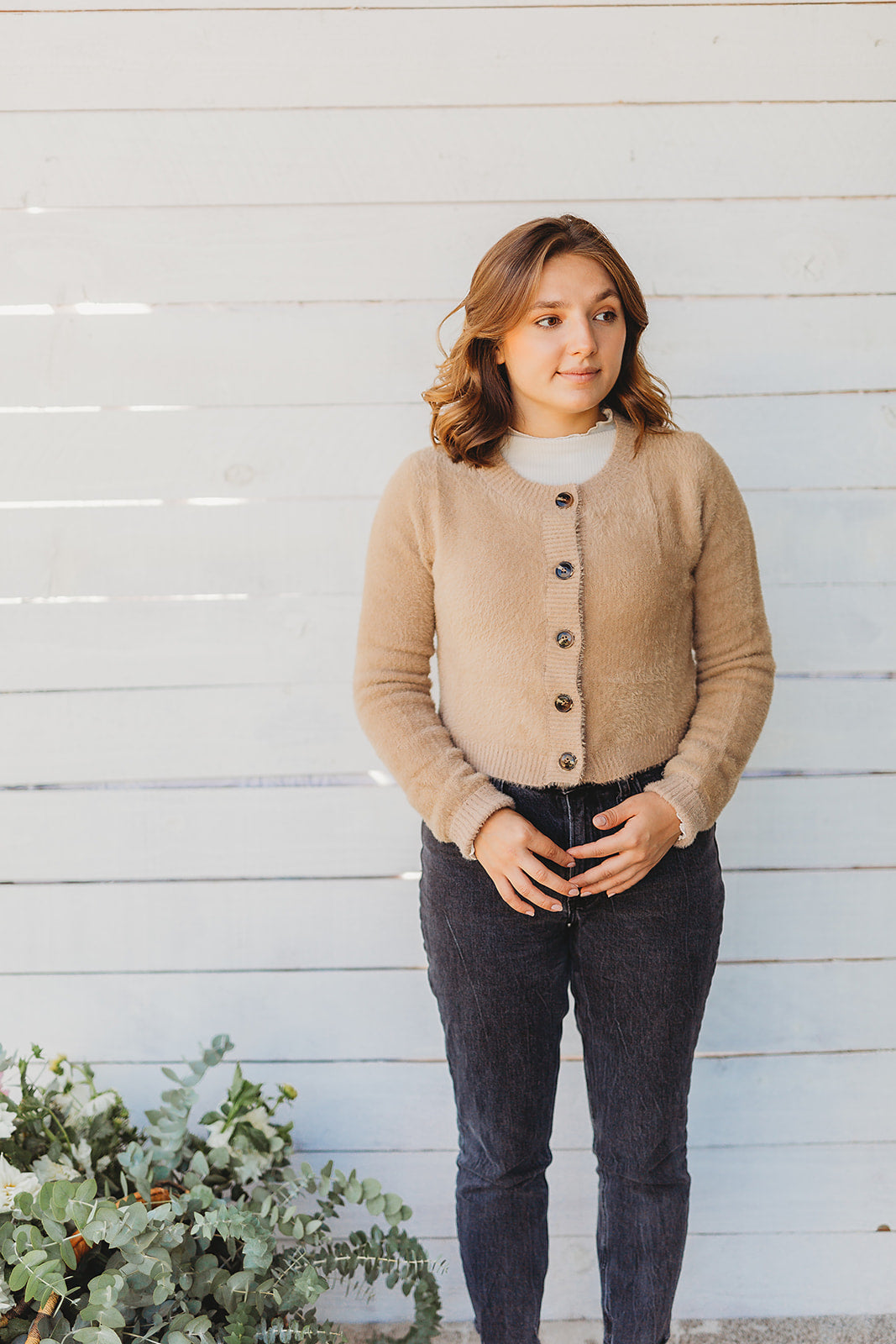 Taupe Crop Cardigan